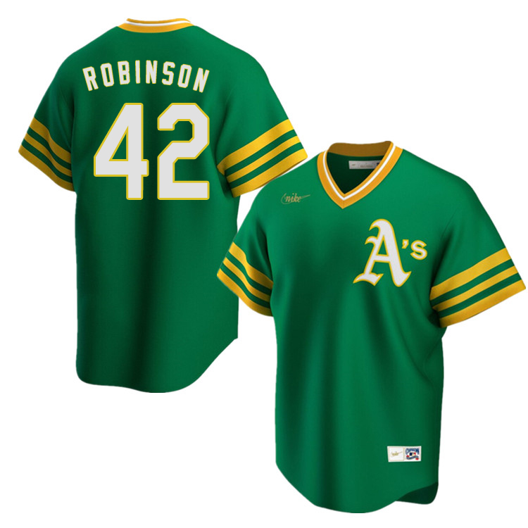 Nike Men #42 Jackie Robinson Oakland Athletics Cooperstown Baseball Jerseys Sale-Green